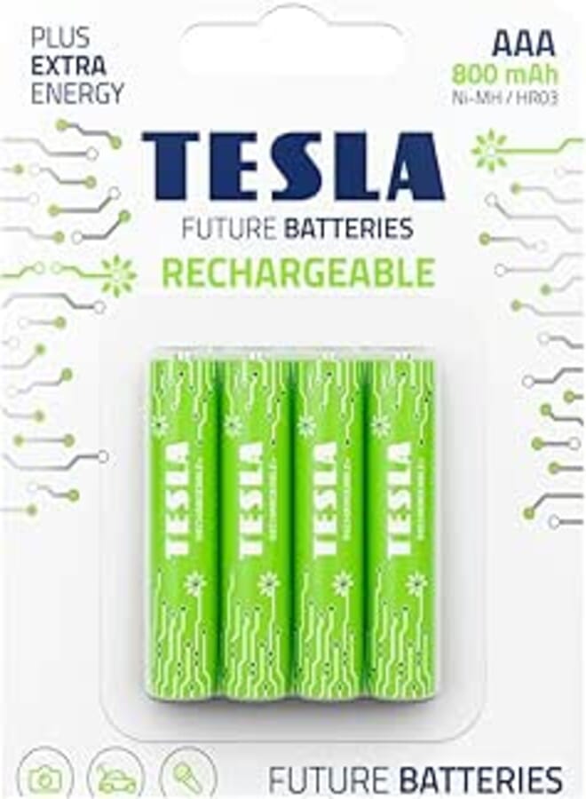 TESLA BATTERIES Rechargeable batteries AAA 1,2V 800 mAh Pack of 4 batteries
